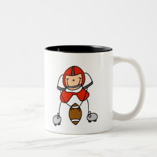 Stick Figure Football Red Two-Tone Coffee Mug