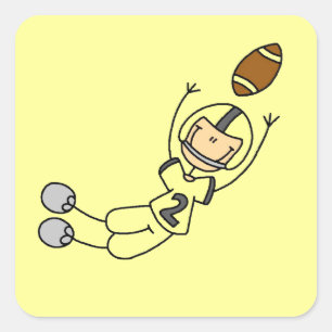 Stick Figure Football Yellow Square Sticker