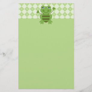 Stick Figure Frog w/Argyle Background Stationery