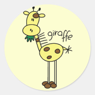 Stick Figure Giraffe T-shirts and Gifts Classic Round Sticker