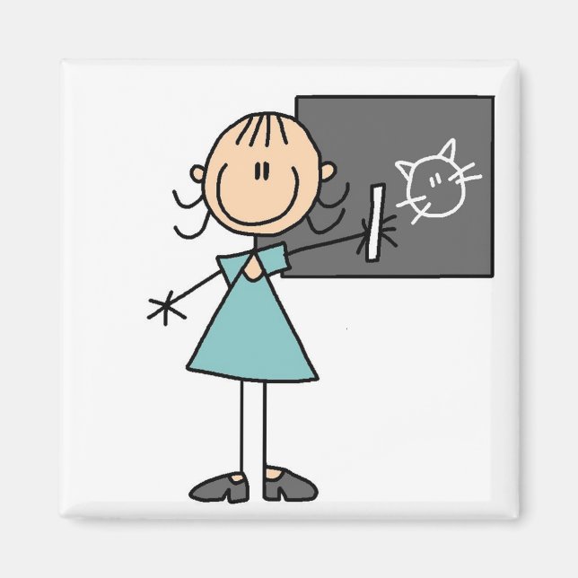 Stick Figure Girl at Chalk Board Magnet (Front)