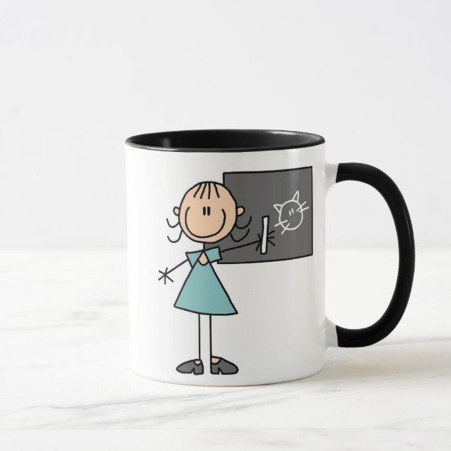 Stick Figure Girl at Chalk Board Mug (Right)