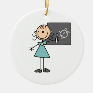 Stick Figure Girl at  Chalk Board Ornament