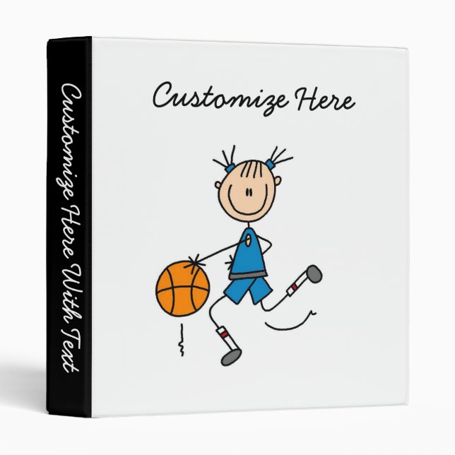 Stick Figure Girl Basketball Player Tshirts Binder (Front/Spine)
