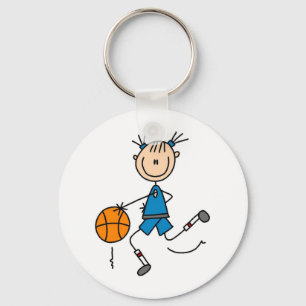 Stick Figure Girl Basketball Player Tshirts Keychain