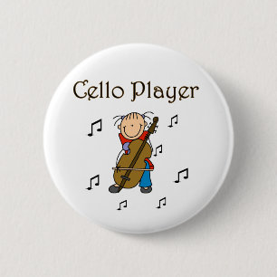 Stick Figure Girl Cello Player T-shirts and Gifts 2 Inch Round Button
