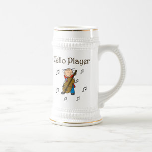Stick Figure Girl Cello Player T-shirts and Gifts Beer Stein