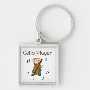 Stick Figure Girl Cello Player T-shirts and Gifts Keychain