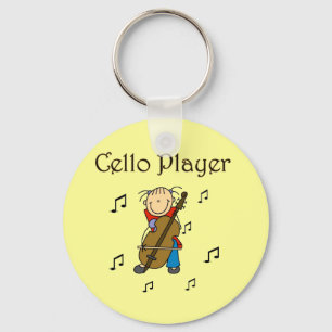 Stick Figure Girl Cello Player T-shirts and Gifts Keychain