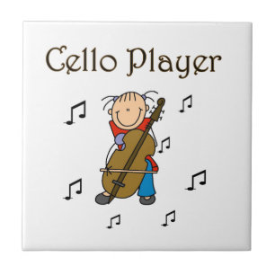 Stick Figure Girl Cello Player T-shirts and Gifts Tile