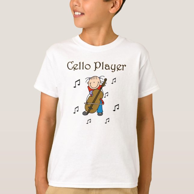 Stick Figure Girl Cello Player T-shirts et cadeaux (Devant)