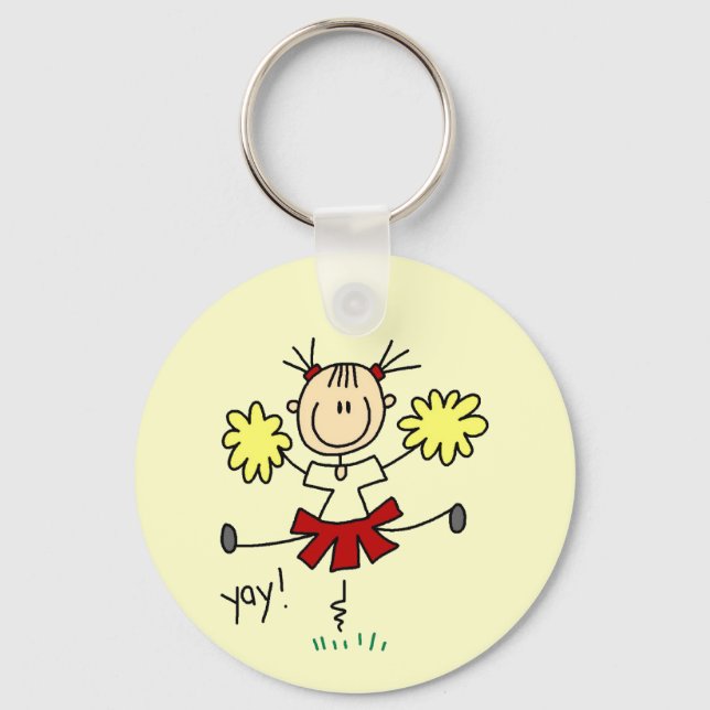Stick Figure Girl Cheerleader Tshirts and Gifts Keychain (Front)