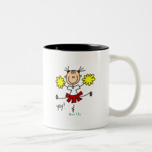 Stick Figure Girl Cheerleader Tshirts and Gifts Two-Tone Coffee Mug