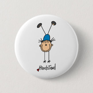 Stick Figure Girl Doing Handstands Button