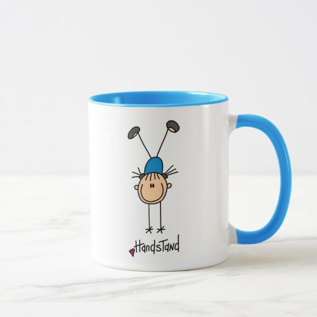 Stick Figure Girl Doing Handstands Mugs (Right)