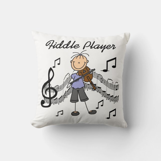 Stick Figure Girl Fiddle Player Tshirts and Gifts Throw Pillow (Front)