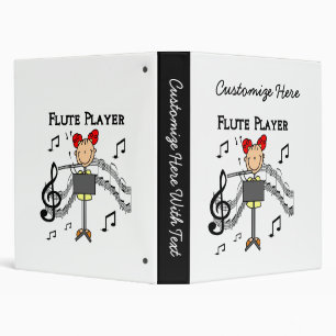 Stick Figure Girl Flute Player Tshirts and Gifts Binder