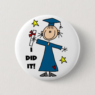 Stick Figure Girl Graduate T-shirts and Gifts 2 Inch Round Button