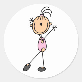 Stick Figure Girl Gymnast in Pink Stickers