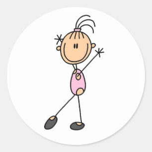Stick Figure Girl Gymnast Tshirts and Gifts Classic Round Sticker