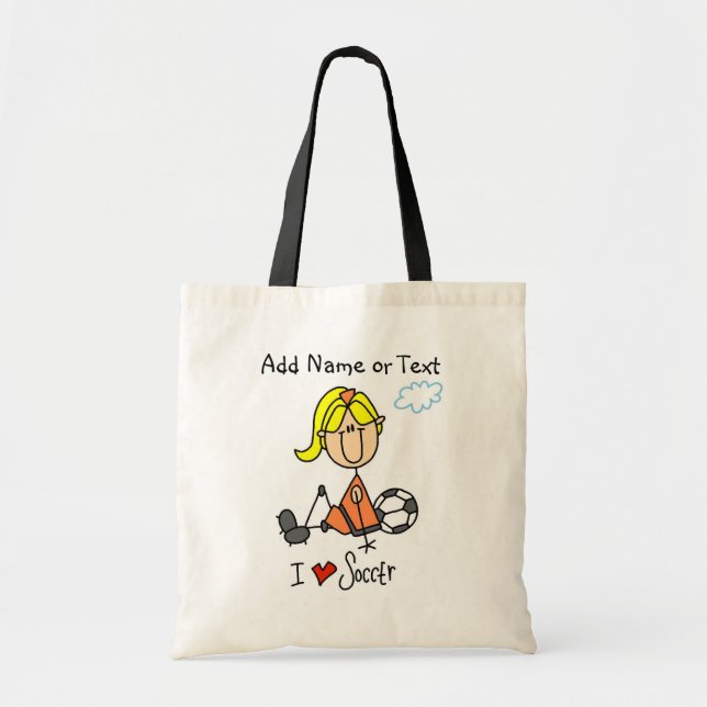 Stick Figure Girl I Love Soccer Player  Bag (Front)