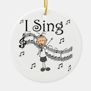 Stick Figure Girl I Sing T-shirts and Gifts Ceramic Ornament