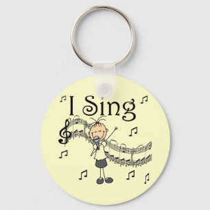 Stick Figure Girl I Sing T-shirts and Gifts Keychain
