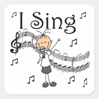 Stick Figure Girl I Sing T-shirts and Gifts Square Sticker