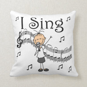 Stick Figure Girl I Sing T-shirts and Gifts Throw Pillow