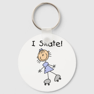 Stick Figure Girl I Skate Keychain