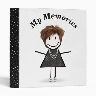 Stick Figure Girl in Dress and Sneakers Binder