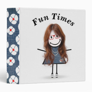 Stick Figure Girl in Sneakers   Binder