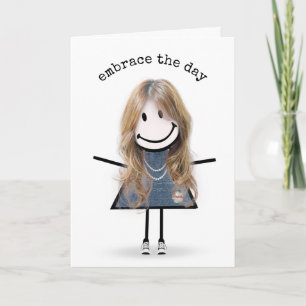 Stick Figure Girl In Sneakers Card