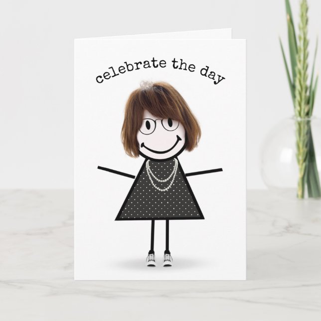 Stick Figure Girl In Sneakers  Card (Front)