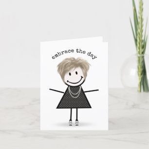 Stick Figure Girl In Sneakers Hello Card