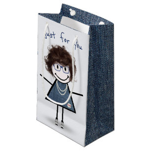 Stick Figure Girl In Sneakers   Small Gift Bag