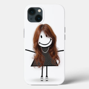 Stick Figure Girl In Sneakers with Hair  iPhone 13 Case