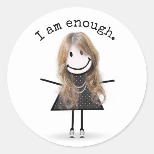 Stick Figure Girl In Sneakers with Quote Classic Round Sticker