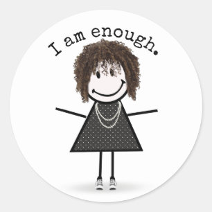 Stick Figure Girl In Sneakers with Quote  Classic Round Sticker