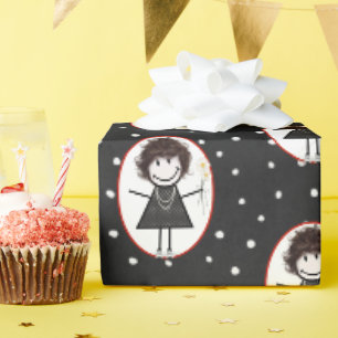 Stick Figure Girl In Sneakers Wrapping Paper