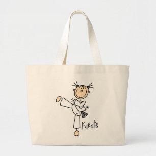 Stick Figure Girl Karate T-shirts and Gifts Large Tote Bag