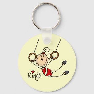 Stick figure girl on Rings Tshirts and Gifts Keychain