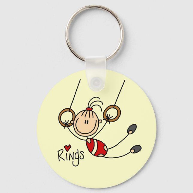 Stick figure girl on Rings Tshirts and Gifts Keychain (Front)
