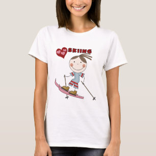 Stick Figure  Girl Skier Tshirts and Gifts