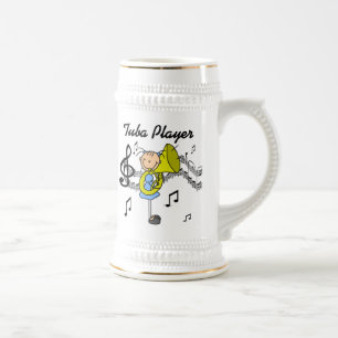 Stick Figure Girl Tuba Player T-shirts and GIfts Beer Stein