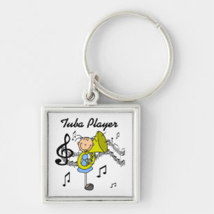 Stick Figure Girl Tuba Player T-shirts and GIfts Keychain