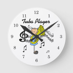 Stick Figure Girl Tuba Player T-shirts and GIfts Round Clock