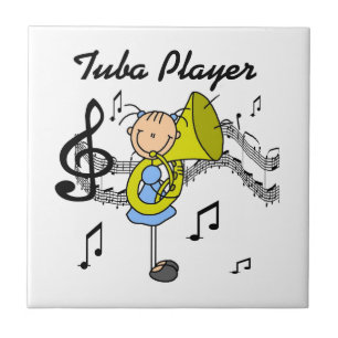 Stick Figure Girl Tuba Player T-shirts and GIfts Tile