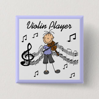 Stick Figure Girl Violin Player T-shirts and Gifts 2 Inch Square Button