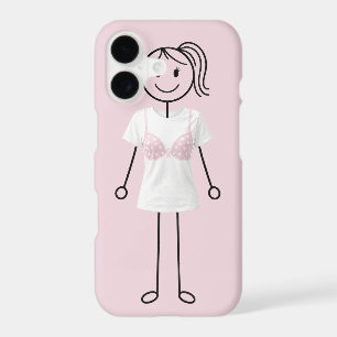 Stick Figure Girl Wearing Bra with Pink Ribbon